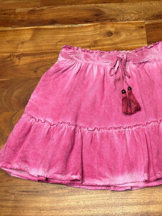 Pilcro Dresses & Skirts - Anthropologie Pilcro Giulia Pink Tiered Boho Mini Skirt Tassels - Small